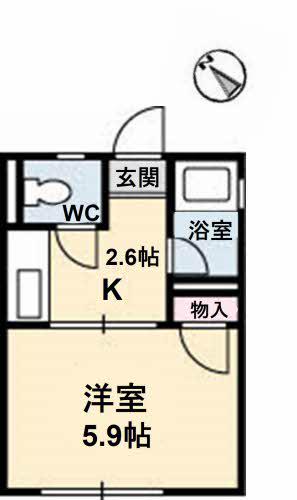 タウニーマタノ A棟(1K/2階)の間取り写真