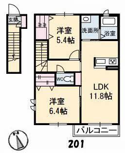 パ・ザ・パ(2LDK/2階)の間取り写真