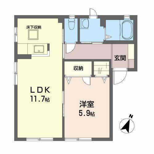 レーヴィンス栄(1LDK/1階)の間取り写真