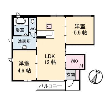 シャーメゾンファミール(2LDK/1階)の間取り写真