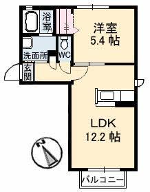 シャーメゾンヒライA棟(1LDK/2階)の間取り写真