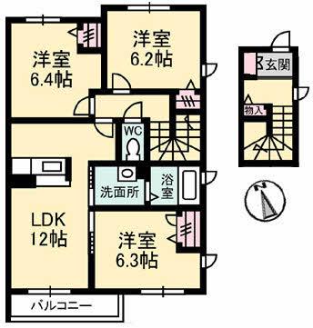 クオーレ光Ⅱ(3LDK/2階)の間取り写真