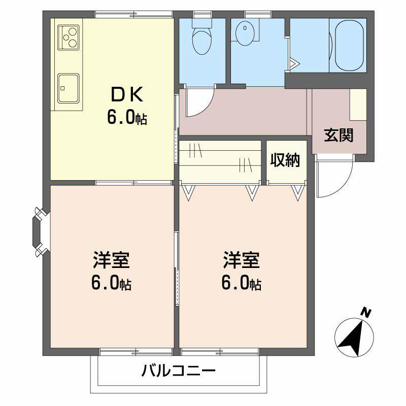 イノーバFG(2DK/2階)の間取り写真