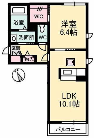 クオーレ光Ⅰ(1LDK/1階)の間取り写真