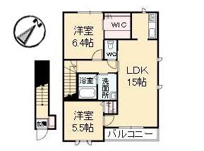 サングランデA棟(2LDK/2階)の間取り写真