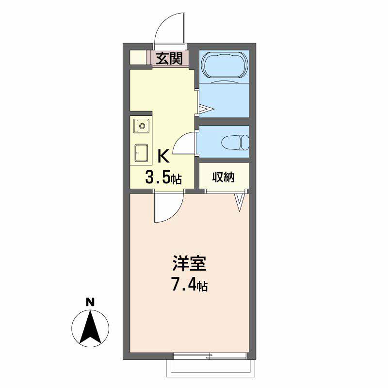 ディアスYS(1K/1階)の間取り写真
