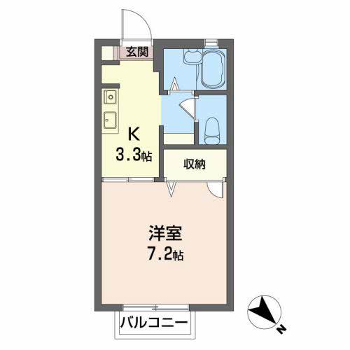 メゾンプロキオン(1K/2階)の間取り写真