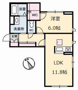 シャーメゾンマウント・バーノン(1LDK/1階)の間取り写真