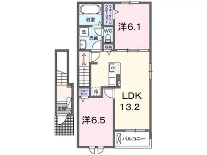 ハレクラニ Ⅰ(2LDK/2階)の間取り写真