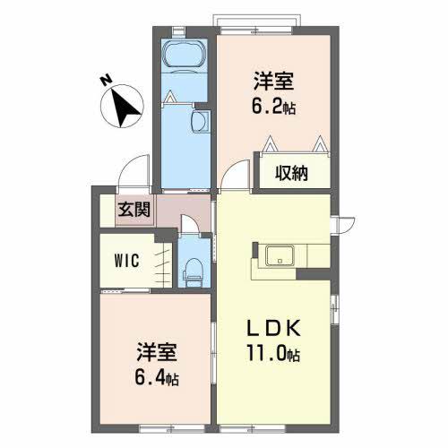 サニーハイツ 一番館(2LDK/1階)の間取り写真