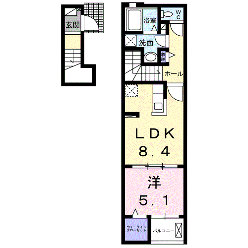 アクアプラ浅江6 Ⅱ(1LDK/2階)の間取り写真