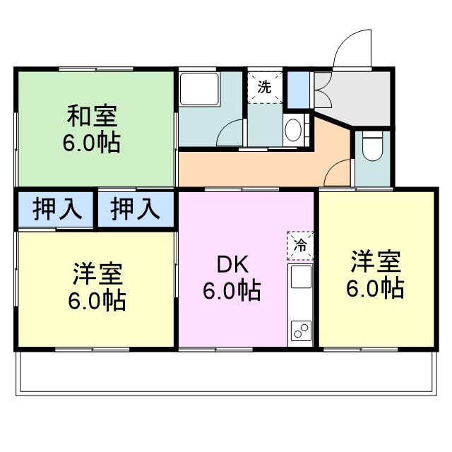 第一エステートマンション(3DK/2階)の間取り写真