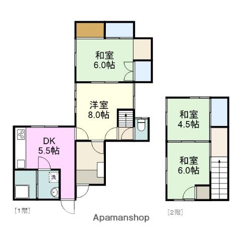 山陽本線 南岩国駅 徒歩18分 2階建 築53年(4K)の間取り写真