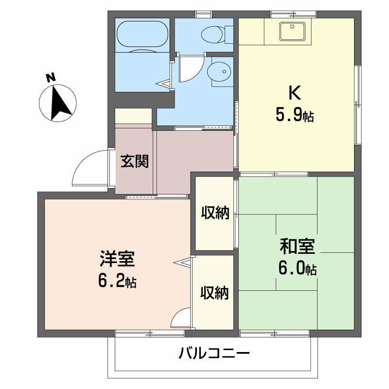 サンライフ光D(2K/2階)の間取り写真