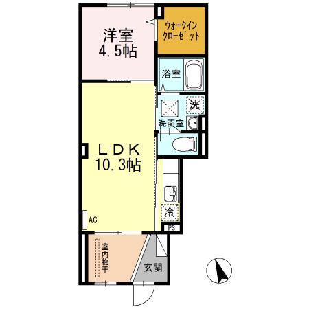 D-ROOM柳井(1LDK/1階)の間取り写真