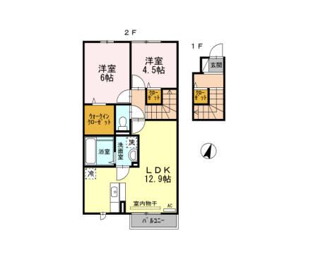 ウィット室積(2LDK/2階)の間取り写真