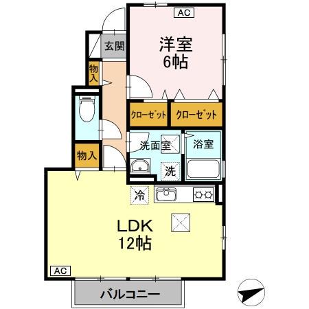 ラ・クレール(1LDK/1階)の間取り写真