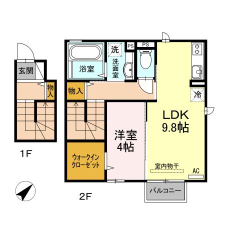 アレクトール維新公園(1LDK/2階)の間取り写真