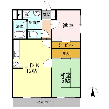 ヴィラグランテ(2LDK/2階)の間取り写真