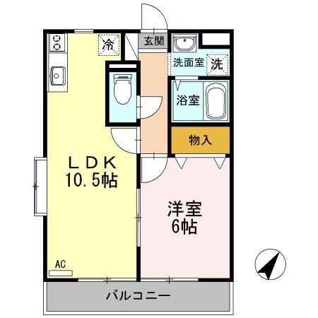 アバンウェル今井町Ⅱ番館(1LDK/4階)の間取り写真