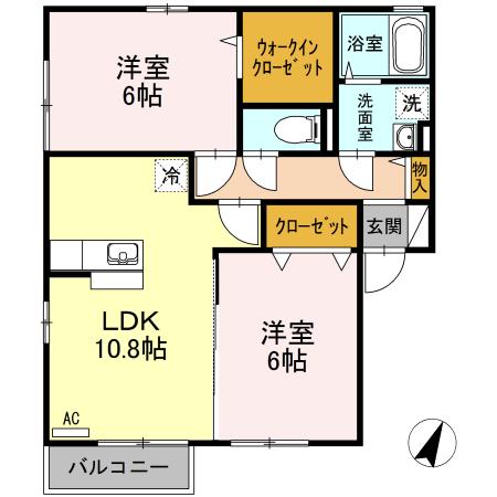 ラフィーネK(2LDK/2階)の間取り写真