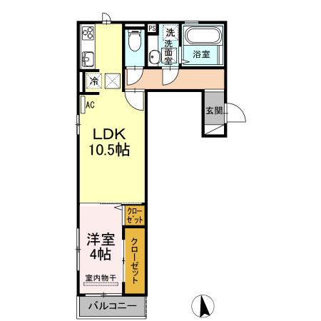 アンベル新山口Ⅱ(1LDK/1階)の間取り写真
