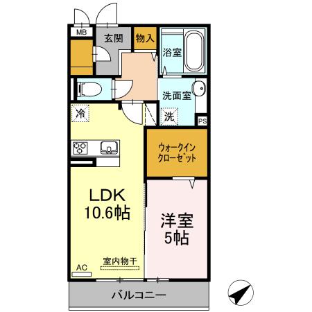 メゾン・ド・シミズ(1LDK/2階)の間取り写真