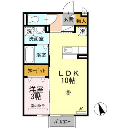 シャトン(1LDK/2階)の間取り写真
