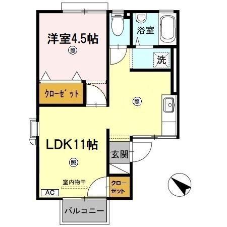 ボヌールM(2DK/2階)の間取り写真