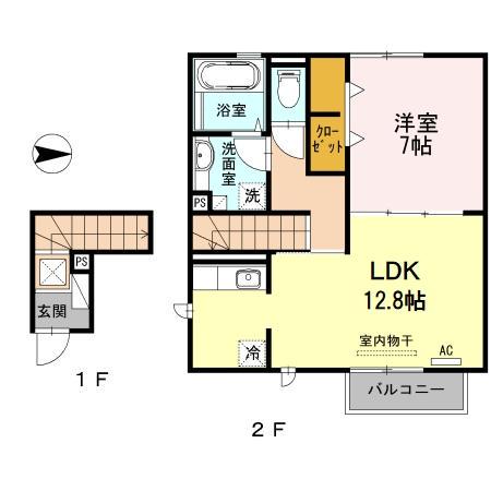 ヴィラグレース(1LDK/2階)の間取り写真