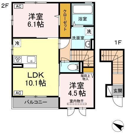 グラン ピエーノ(2LDK/2階)の間取り写真
