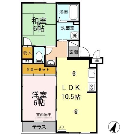 サンコーポF(2LDK/1階)の間取り写真