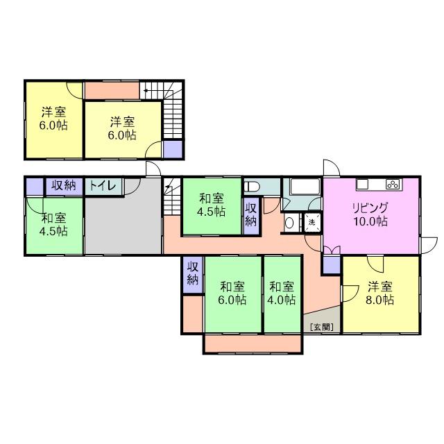 山陽本線 柳井駅 徒歩80分 2階建 築60年(7DK)の間取り写真