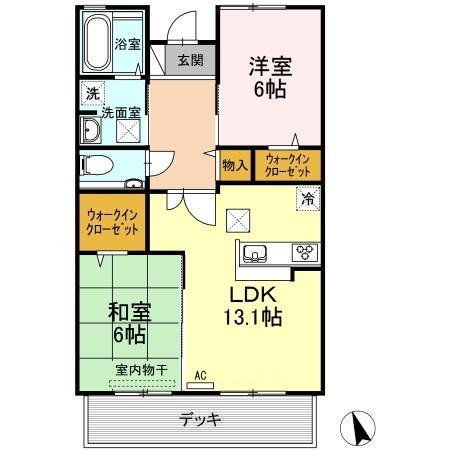 プリマヴェーラ C棟(2LDK/1階)の間取り写真