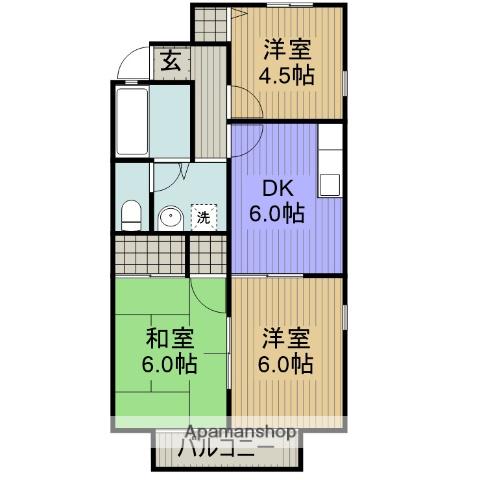 レーベン上木部(3DK/2階)の間取り写真