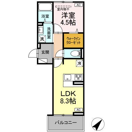 ポポンタ ミュー(1LDK/3階)の間取り写真