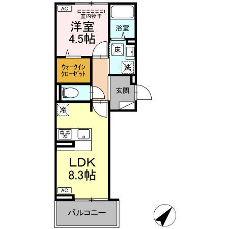 ポポンタ ミュー(1LDK/1階)の間取り写真