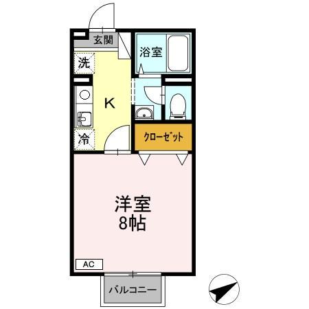 セジュール島田A(1K/2階)の間取り写真