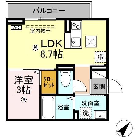 フェリックス葵(1LDK/1階)の間取り写真