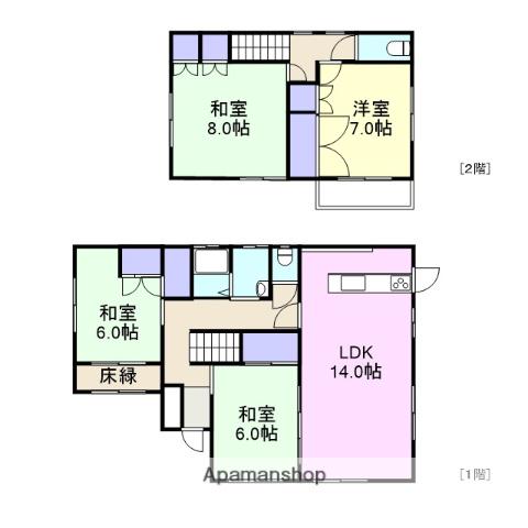 岩徳線 周防高森駅 徒歩26分 2階建 築30年(4LDK)の間取り写真