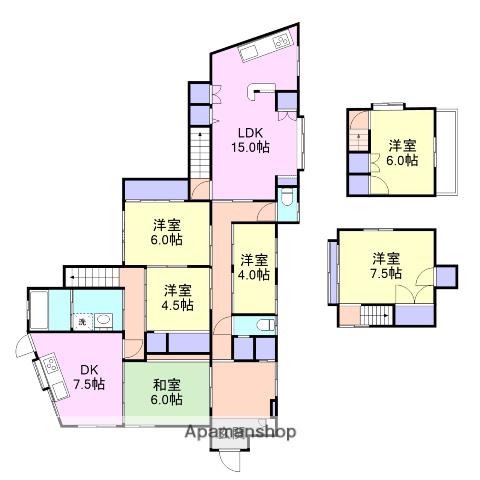山陽本線 岩国駅 徒歩41分 1階建 築52年(6SLDK)の間取り写真