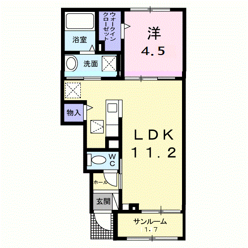 グランヴェール・HIDE(1LDK/1階)の間取り写真