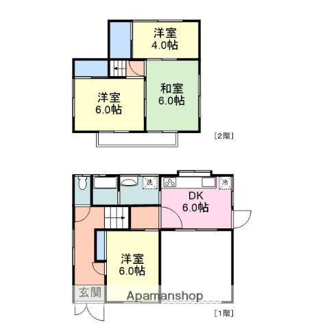 山陽本線 南岩国駅 徒歩16分 2階建 築53年(4DK)の間取り写真