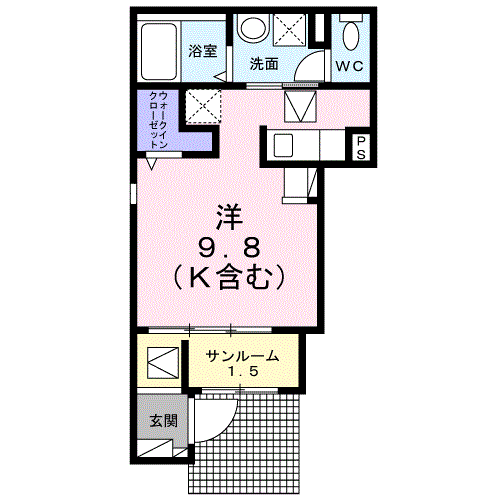 モアナ ハレ(ワンルーム/1階)の間取り写真