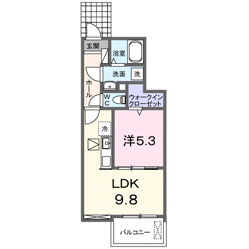 サンシャイン1(1LDK/1階)の間取り写真