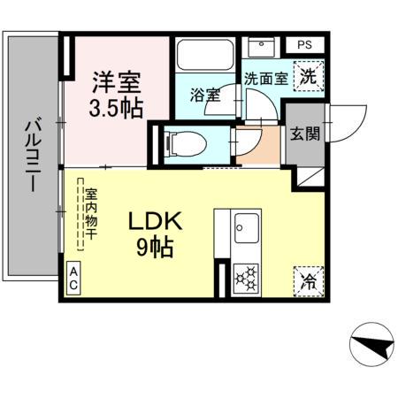 ディアライズ春日町A棟(1LDK/3階)の間取り写真