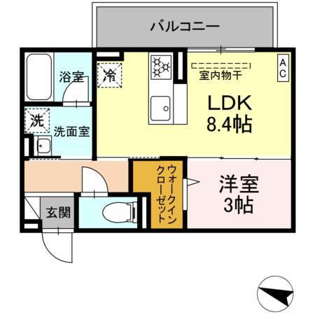 ディアライズ春日町A棟(1LDK/2階)の間取り写真