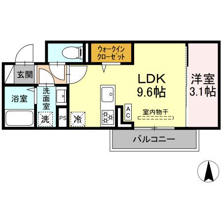 GRAND FLEUVE 開出(1LDK/3階)の間取り写真
