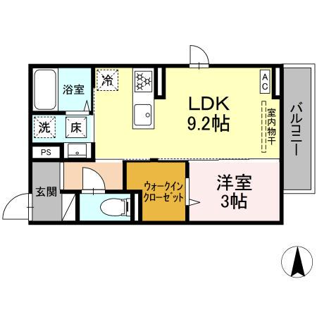 GRAND FLEUVE 開出(1LDK/1階)の間取り写真