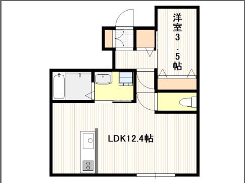 メゾン・エール玖波(1LDK/1階)の間取り写真